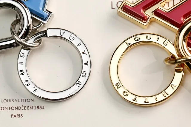 Louis Vuitton LV Logo Blue Gold Enamel-Coated Monogram Metal Carabiner Clip Bracelet 2