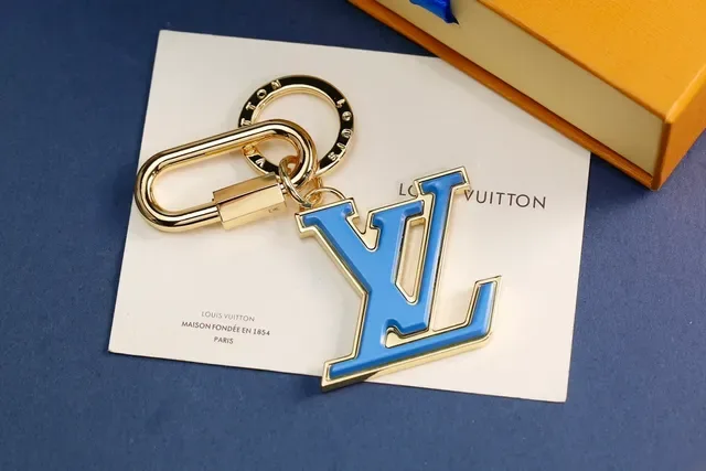 Louis Vuitton LV Logo Blue Gold Enamel-Coated Monogram Metal Carabiner Clip Bracelet 7