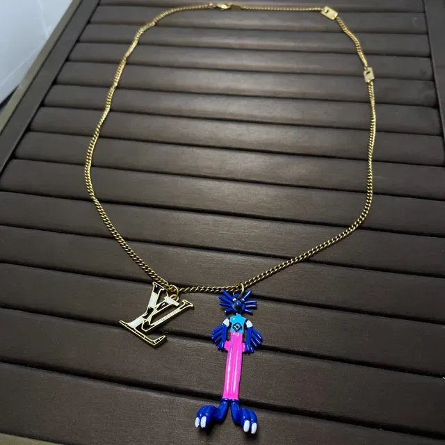 Louis Vuitton LV Monogram and Figurine Dual-Pendant Necklace 3