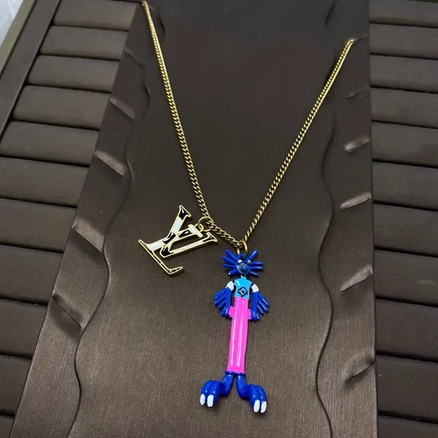 Louis Vuitton LV Monogram and Figurine Dual-Pendant Necklace 4