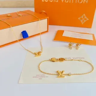 Louis Vuitton LV Monogram Gold-Tone Chain Necklace