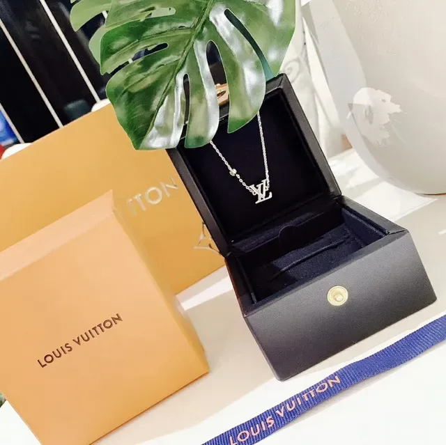 Louis Vuitton LV Monogram Pendant Silver Chain Necklace 2