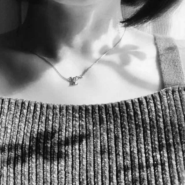 Louis Vuitton LV Monogram Pendant Silver Chain Necklace 7