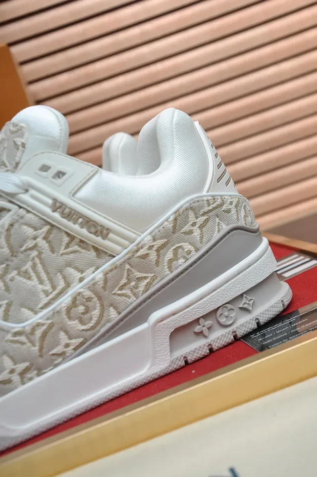 Louis Vuitton LV Trainer Beige White Monogram Jacquard Upper Chunky Sculpted Sole Lifestyle Sneakers 2