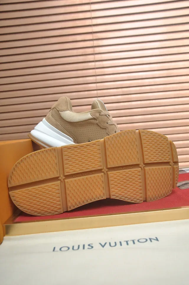 Louis Vuitton LV Trainer Beige White Perforated Suede Upper Monogram Overlay Lifestyle Sneakers 3