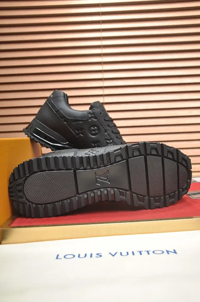 Louis Vuitton LV Trainer Black Embossed Monogram Leather Padded Collar Lifestyle Sneakers 3