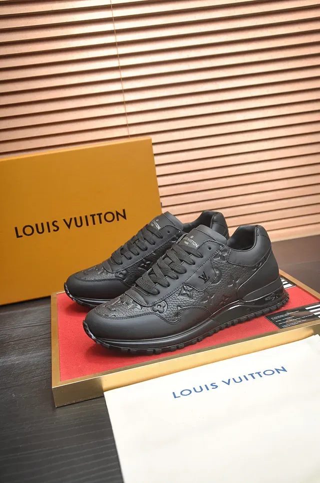 Louis Vuitton LV Trainer Black Embossed Monogram Leather Padded Collar Lifestyle Sneakers 4