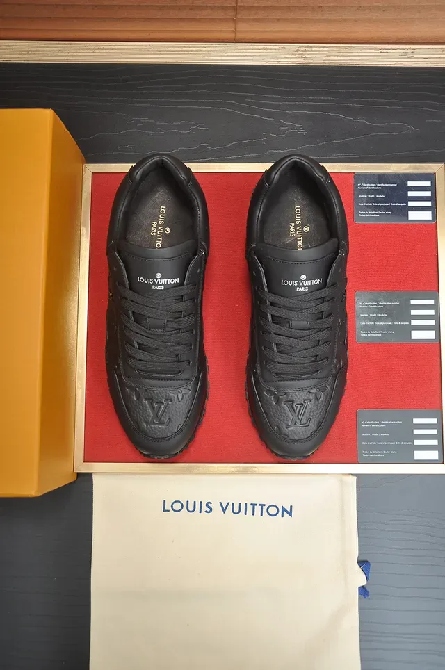 Louis Vuitton LV Trainer Black Embossed Monogram Leather Padded Collar Lifestyle Sneakers 5