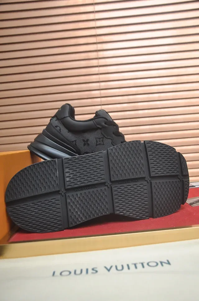 Louis Vuitton LV Trainer Black Gray Monogrammed Canvas Upper Stitched Logo Lifestyle Sneakers 3