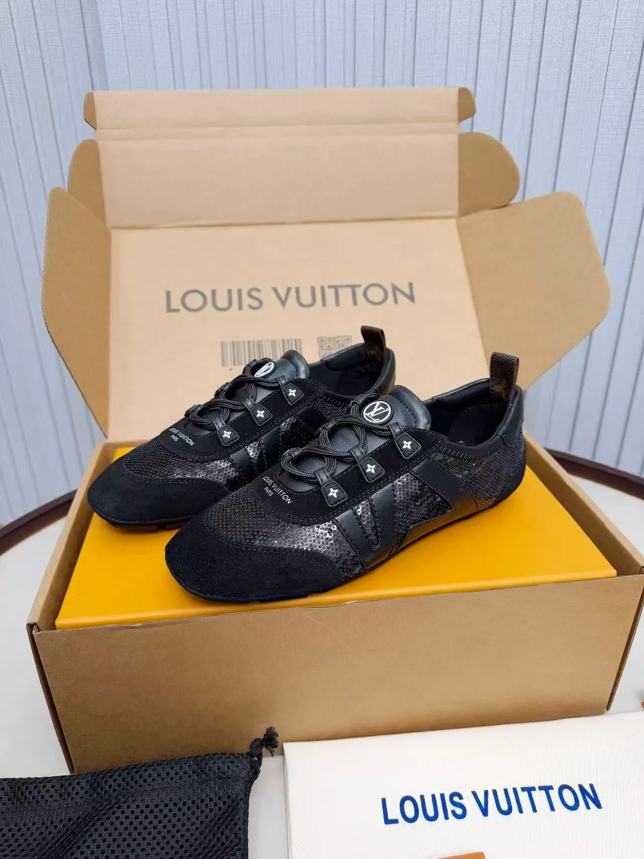Louis Vuitton LV Trainer কালো লো-টপ মিক্সড-ম্যাটেরিয়াল লাইফস্টাইল স্নিকার 2