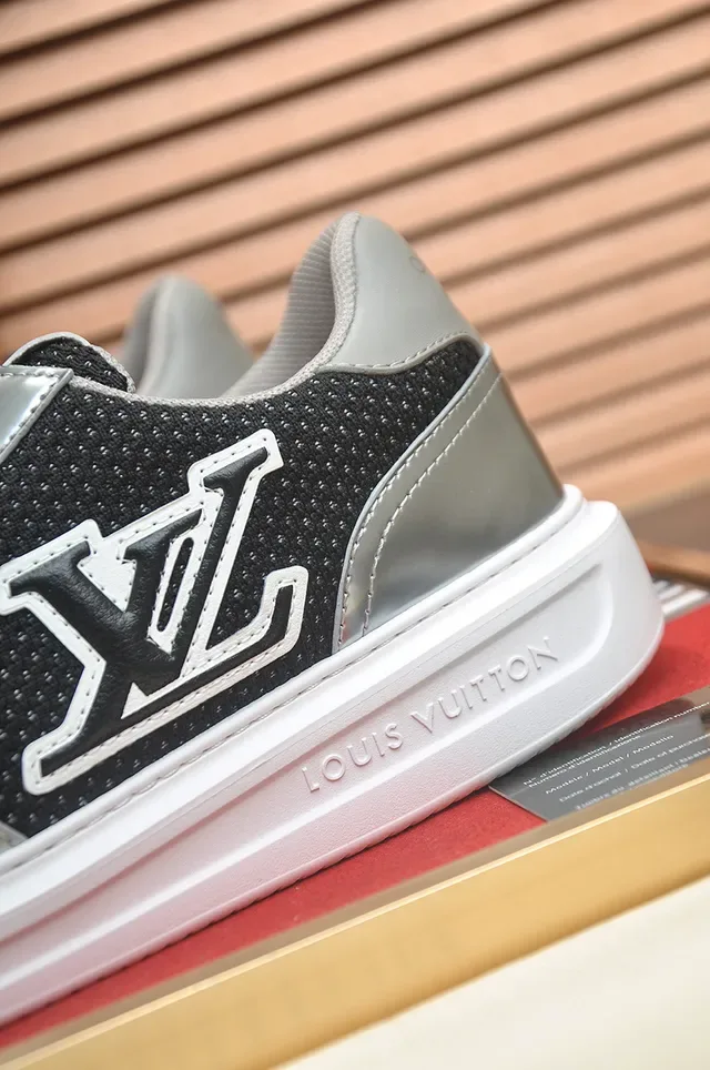 Louis Vuitton LV Trainer Black Silver Low-Top Mesh And Metallic Panel Lifestyle Sneakers 2