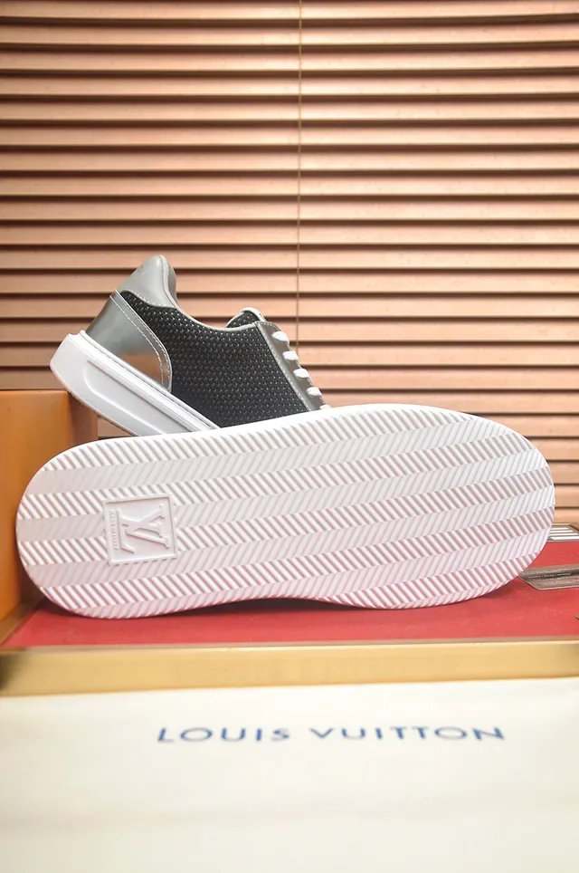 Louis Vuitton LV Trainer Black Silver Low-Top Mesh And Metallic Panel Lifestyle Sneakers 3