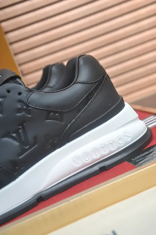 Louis Vuitton LV Trainer Black White Embossed Monogram Layered Leather Upper Lifestyle Sneakers 2