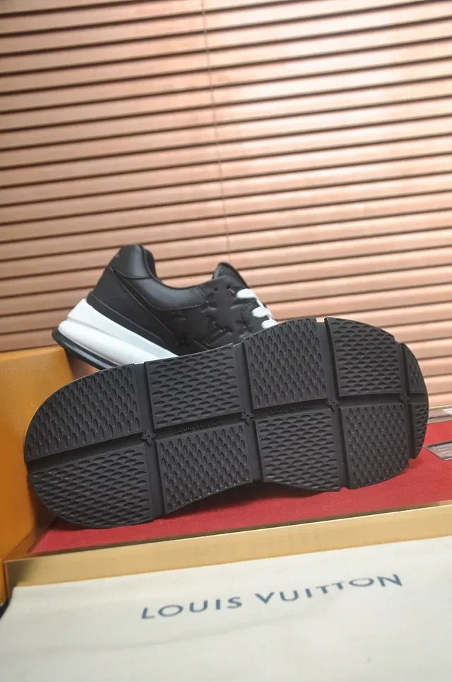 Louis Vuitton LV Trainer Black White Embossed Monogram Layered Leather Upper Lifestyle Sneakers 3