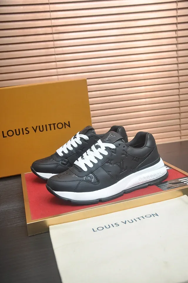 Louis Vuitton LV Trainer Black White Embossed Monogram Layered Leather Upper Lifestyle Sneakers 4