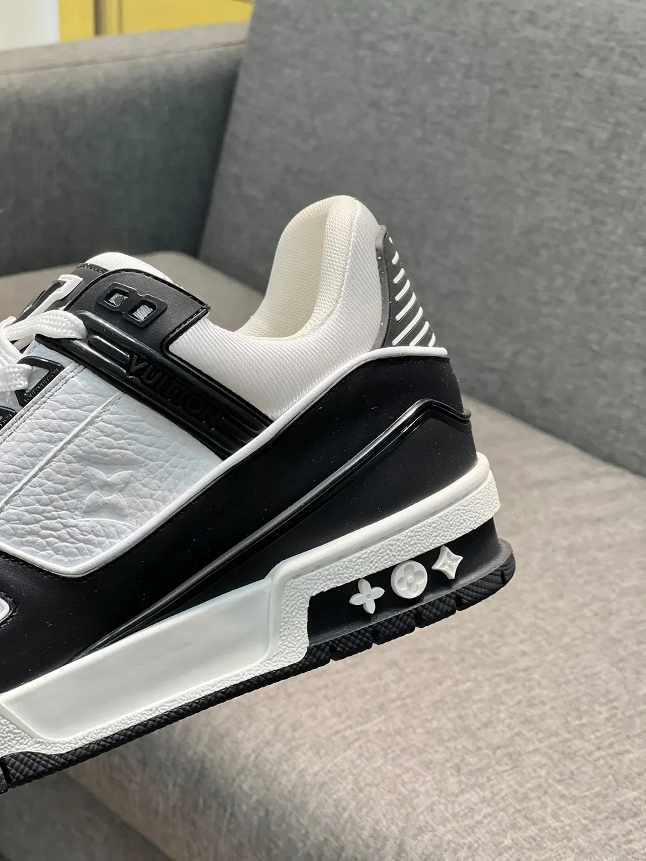 Louis Vuitton LV Trainer Black White Layered Leather Construction Embossed Monogram Lifestyle Sneakers 7