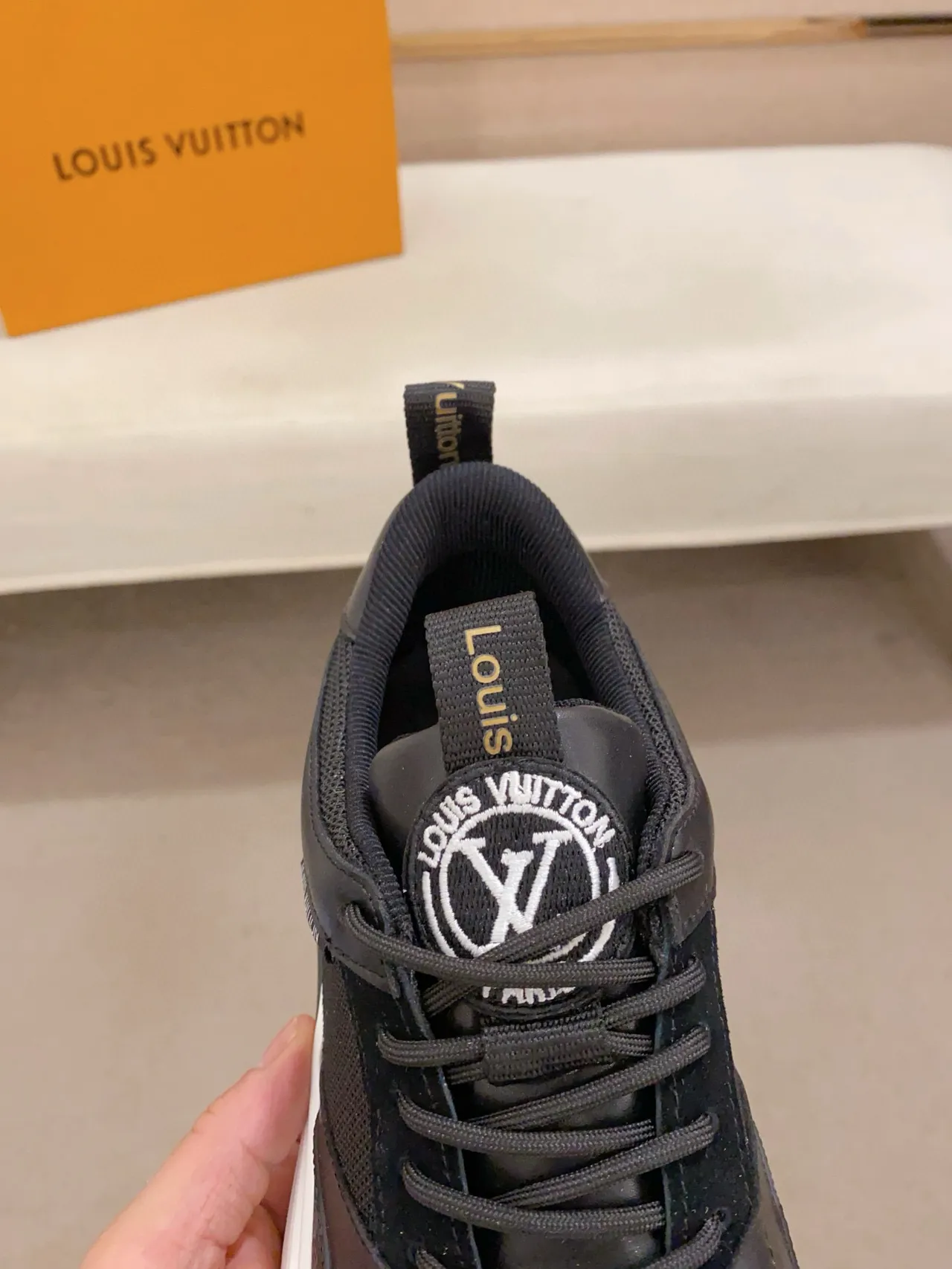 Louis Vuitton LV Trainer Black White Monogram-Print Mesh Leather Overlays Chunky Sneakers 5