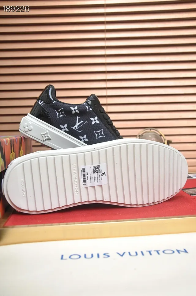 Louis Vuitton LV Trainer Black White Monogram-Printed Mesh Glossy Patent Toe Cap Lifestyle Sneakers 2