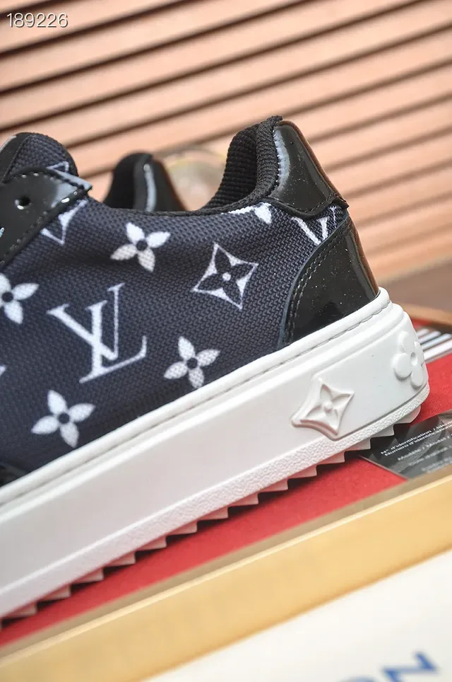 Louis Vuitton LV Trainer Black White Monogram-Printed Mesh Glossy Patent Toe Cap Lifestyle Sneakers 3