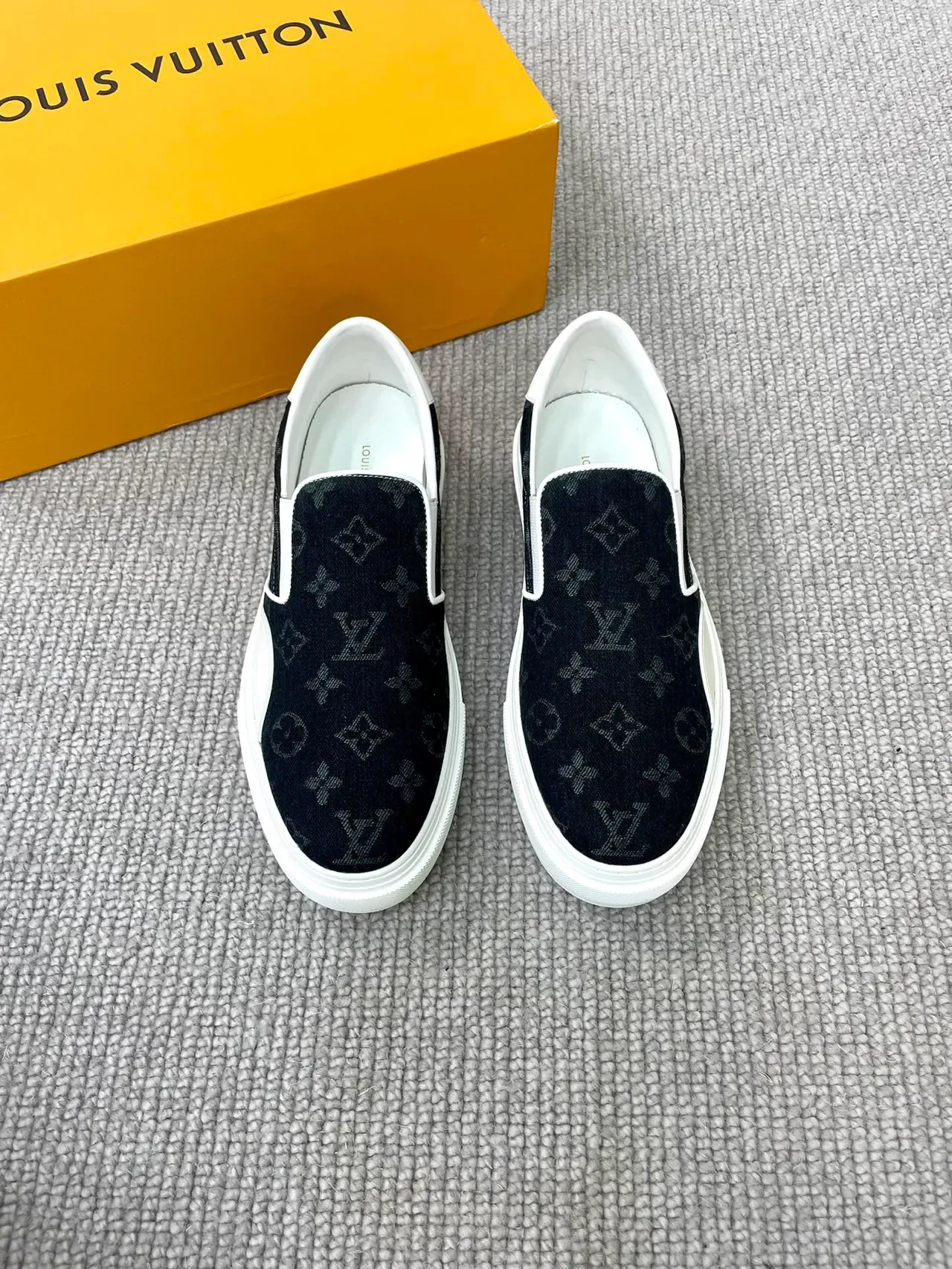 Louis Vuitton LV Trainer Black White Slip-On Monogram Canvas Lifestyle Sneakers 5