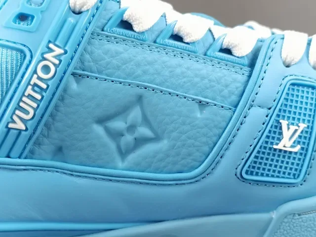 Louis Vuitton LV Trainer Blue White Monogrammed Sculpted Midsole Lifestyle Sneakers 5