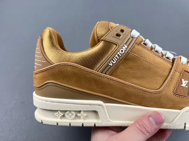 Louis Vuitton LV Trainer Brown Beige Suede And Leather Upper Chunky Platform Sole Lifestyle Sneakers 3