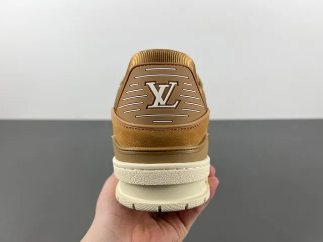 Louis Vuitton LV Trainer Brown Beige Suede And Leather Upper Chunky Platform Sole Lifestyle Sneakers 4