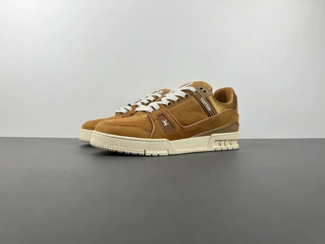 Louis Vuitton LV Trainer Brown Beige Suede And Leather Upper Chunky Platform Sole Lifestyle Sneakers 8