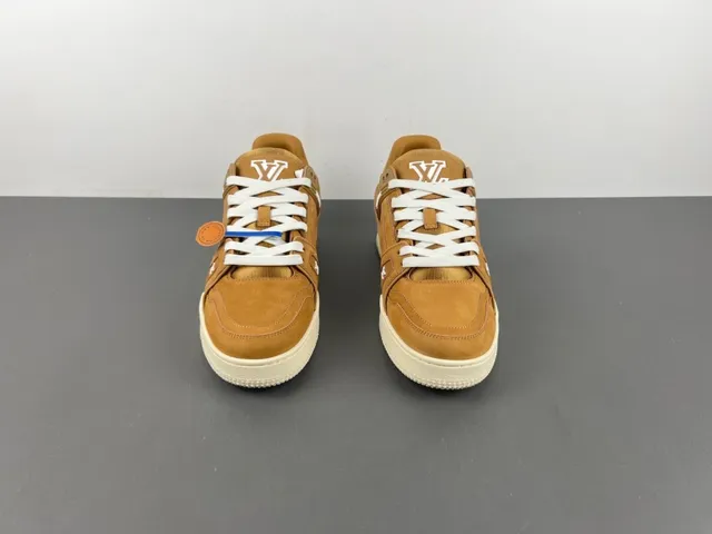 Louis Vuitton LV Trainer Brown Beige Suede And Leather Upper Chunky Platform Sole Lifestyle Sneakers 9