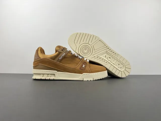 Louis Vuitton LV Trainer Brown Beige Suede And Leather Upper Chunky Platform Sole Lifestyle Sneakers 10