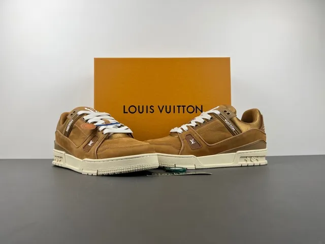 Louis Vuitton LV Trainer Brown Beige Suede And Leather Upper Chunky Platform Sole Lifestyle Sneakers 11