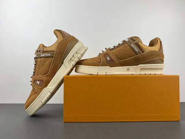Louis Vuitton LV Trainer Brown Beige Suede And Leather Upper Chunky Platform Sole Lifestyle Sneakers 12