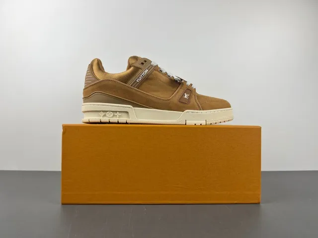Louis Vuitton LV Trainer Brown Beige Suede And Leather Upper Chunky Platform Sole Lifestyle Sneakers 13