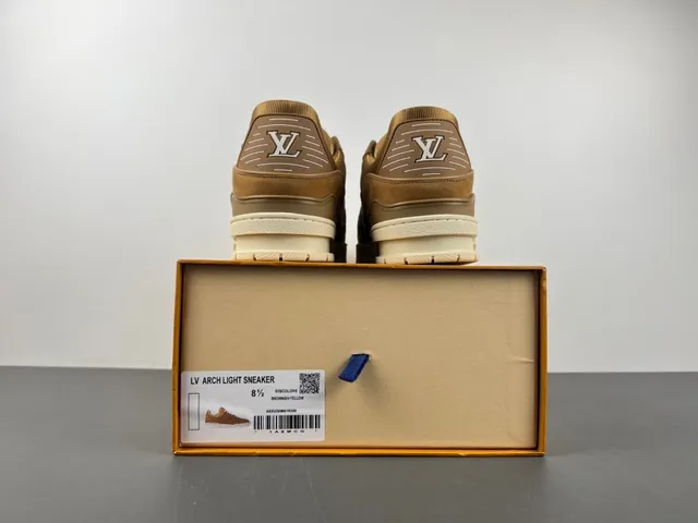 Louis Vuitton LV Trainer Brown Beige Suede And Leather Upper Chunky Platform Sole Lifestyle Sneakers 15
