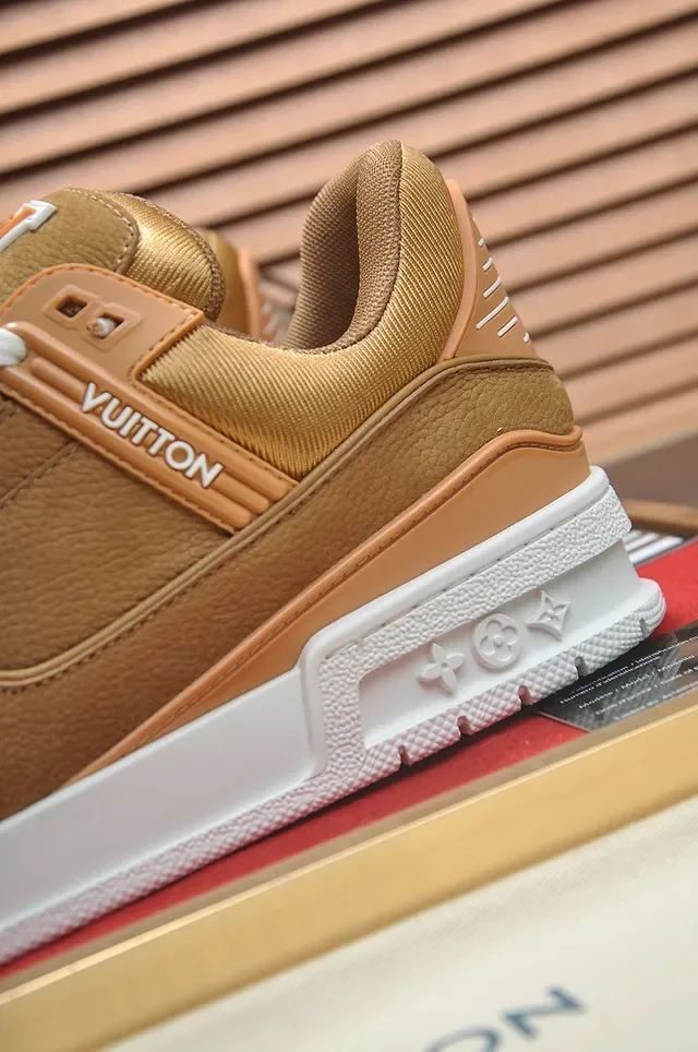 Louis Vuitton LV Trainer Brown White Layered Leather Upper Sculpted Midsole Lifestyle Sneakers 2
