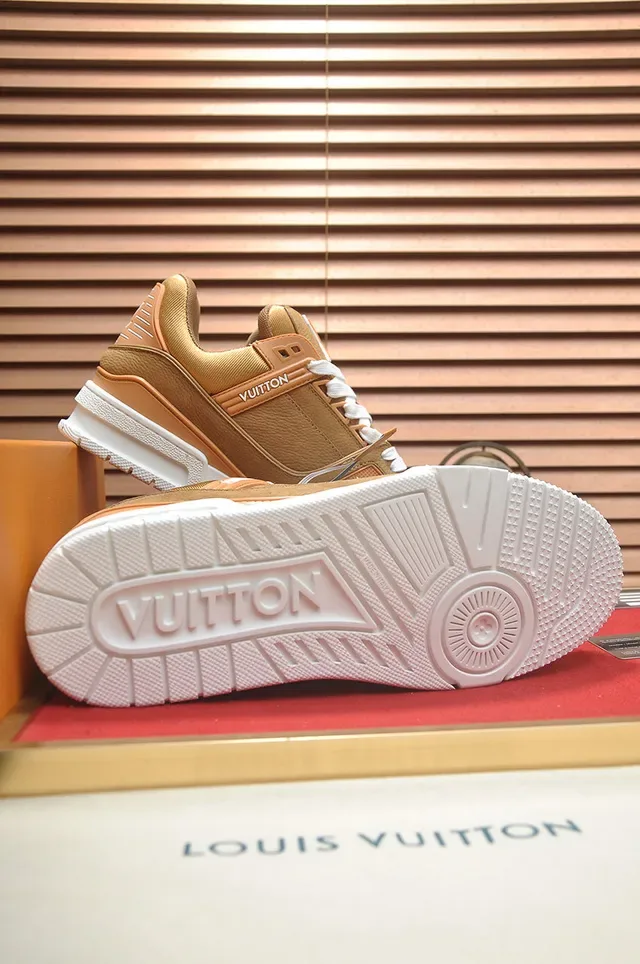 Louis Vuitton LV Trainer Brown White Layered Leather Upper Sculpted Midsole Lifestyle Sneakers 3