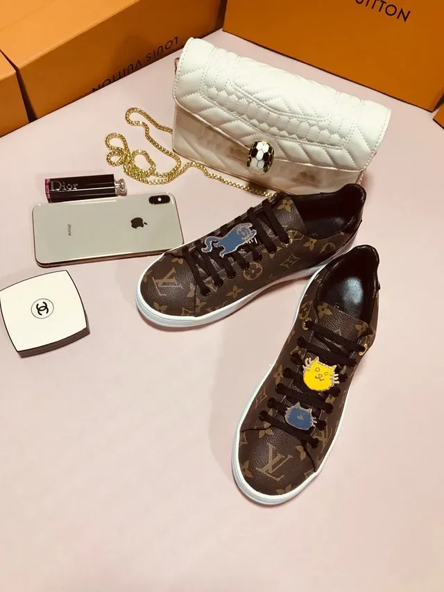Louis Vuitton LV Trainer Brown White Monogram Canvas Enamel Cat Charms Lifestyle Sneakers 2
