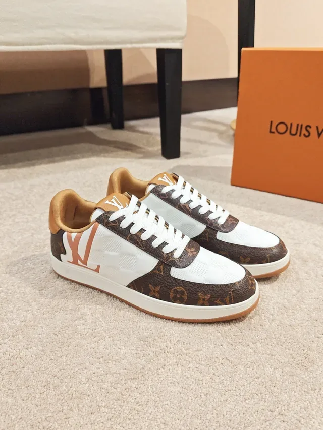 Louis Vuitton LV Trainer Brown White Monogram Canvas Quilted Panel Lifestyle Sneakers 4