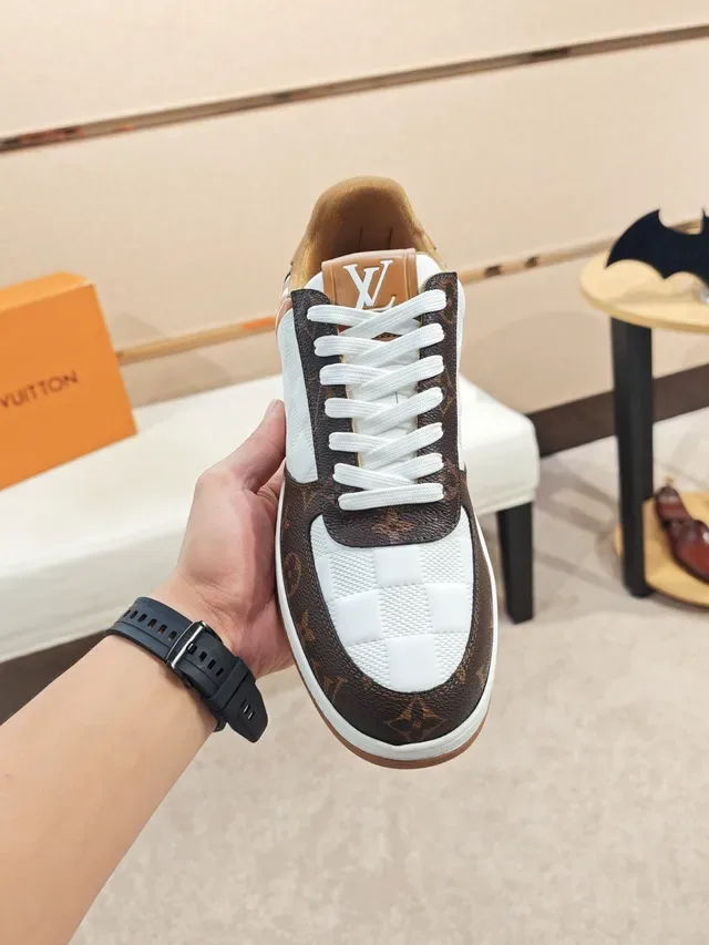 Louis Vuitton LV Trainer Brown White Monogram Canvas Quilted Panel Lifestyle Sneakers 5