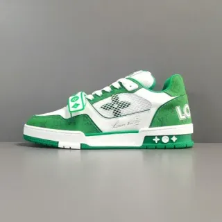 Louis Vuitton LV Trainer Green White Low-Top Layered Mesh And Textile Upper Lifestyle Sneakers
