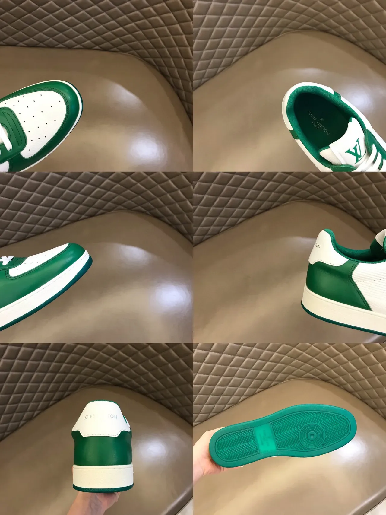 Louis Vuitton LV Trainer أحذية رياضية أخضر أبيض منخفضة الارتفاع بانيلد أسلوب حياة 2