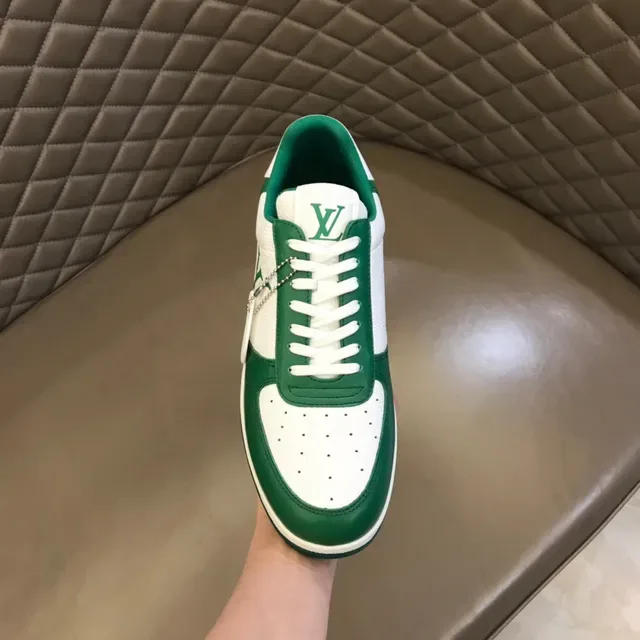 Louis Vuitton LV Trainer أحذية رياضية أخضر أبيض منخفضة الارتفاع بانيلد أسلوب حياة 4