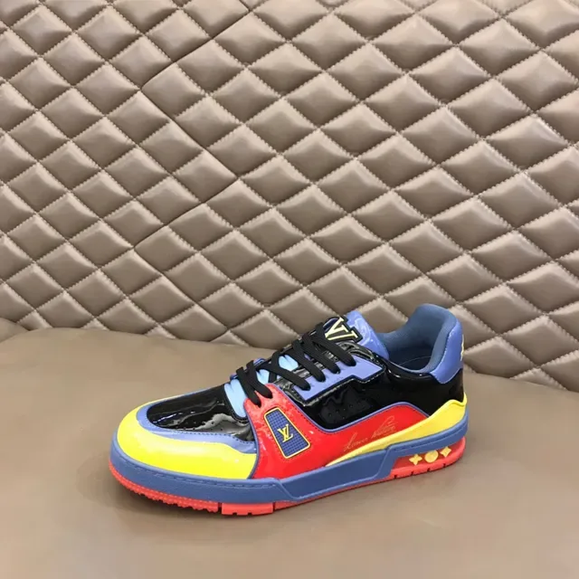 Louis Vuitton LV Trainer Sneakers Lifestyle Multicolores Panneaux Bloqués Patente Glossy Overlays 6
