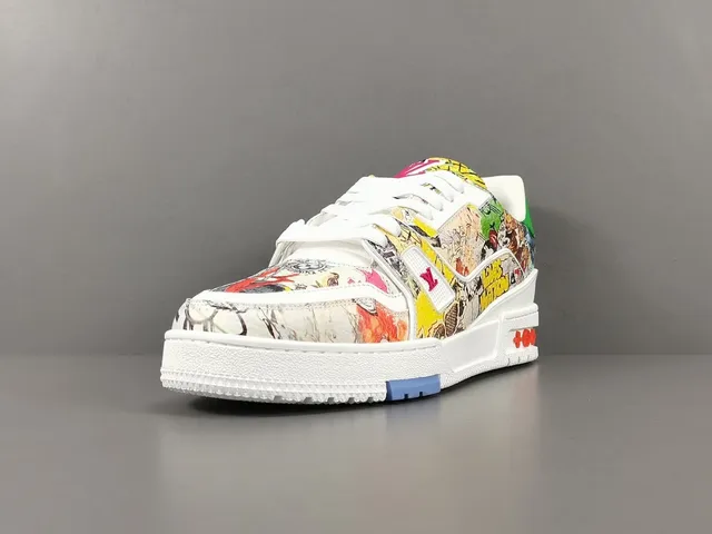 Louis Vuitton LV Trainer Multicolor White Comic-Print Upper Sculpted Midsole Lifestyle Sneakers 15