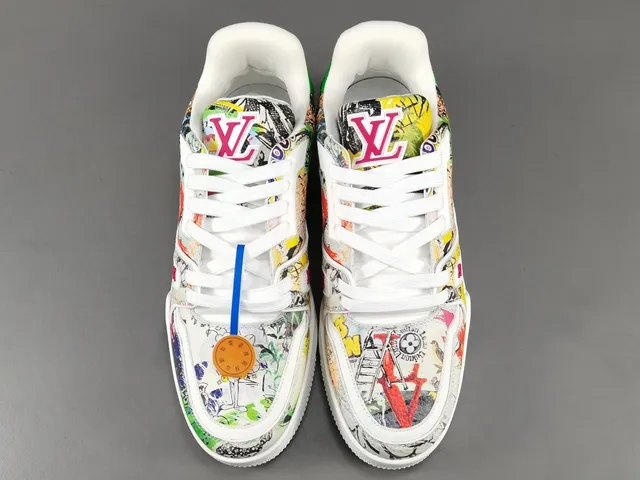 Louis Vuitton LV Trainer Multicolor White Comic-Print Upper Sculpted Midsole Lifestyle Sneakers 16