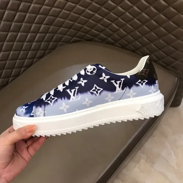 Louis Vuitton LV Trainer Navy Blue and White Monogram Tie-Dye Lifestyle Sneakers 2