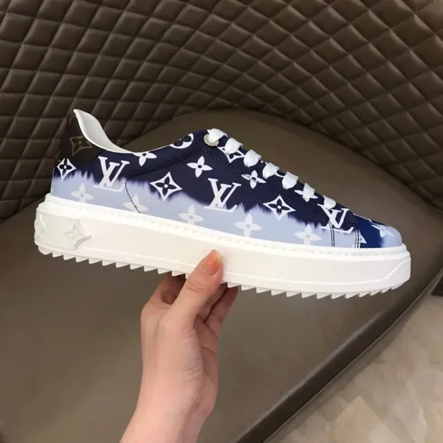 Louis Vuitton LV Trainer Navy Blue and White Monogram Tie-Dye Lifestyle Sneakers 4