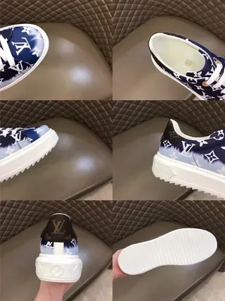 Louis Vuitton LV Trainer Navy Blue and White Monogram Tie-Dye Lifestyle Sneakers 5