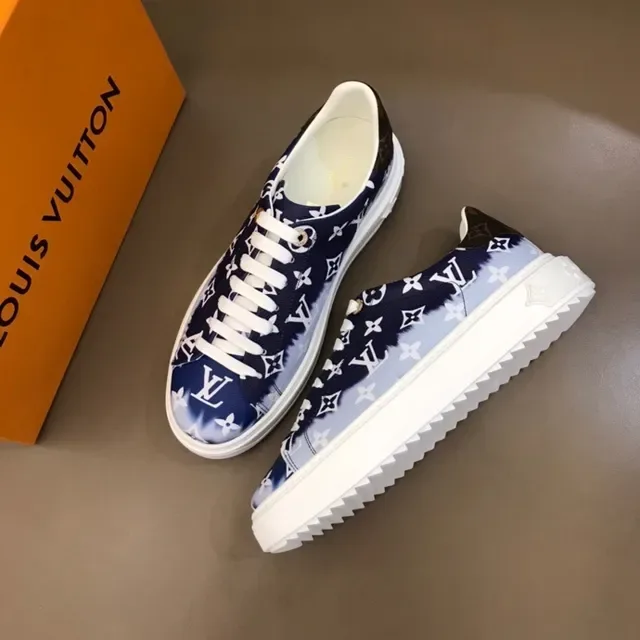 Louis Vuitton LV Trainer Navy Blue and White Monogram Tie-Dye Lifestyle Sneakers 8