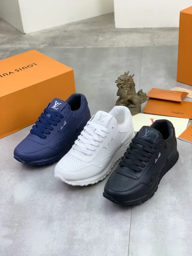 Louis Vuitton LV Trainer Navy Perforated Leather Upper Layered Synthetic Overlays Lifestyle Sneakers 2